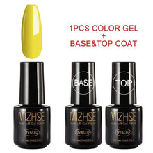 Load image into Gallery viewer, MIZHSE 7ML Nail Gel Polish UV LED Gel Nude Polish Soak off Pure Colors Yellow Color Series Nail Art Base Gel Gellak Paint Top