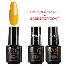 Load image into Gallery viewer, MIZHSE 7ML Nail Gel Polish UV LED Gel Nude Polish Soak off Pure Colors Yellow Color Series Nail Art Base Gel Gellak Paint Top