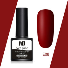 Load image into Gallery viewer, NEE JOLIE 8ml Matte Color UV Gel Nail Polish Red Semi Permanent Soak Off UV Gel Varnish DIY Nail Art Paint Gel Top Coat