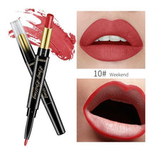 Load image into Gallery viewer, QiBest 2 in 1 Matte Lip Stick Lipliner Lip Liner Pencil Matt Nude Lips liner Pen Set Beauty Makeup Tool Cosmetic