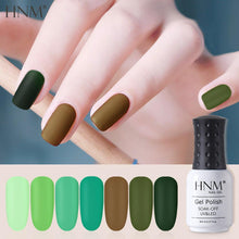 Load image into Gallery viewer, HNM Green Color Series Gel Nail Polish Need Matt Top Paint Enamel Primer Varnish Soak Off UV LED Lamp Set Semi Permanent Lacquer