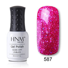 Load image into Gallery viewer, HNM 8ml Blue Red Pink Green Yellow Color Gel Nail Polish UV LED Lamp Semi Permanent Varnish Hybird Base Top Primer Manicure