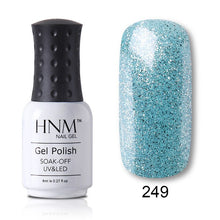 Load image into Gallery viewer, HNM 8ml Blue Red Pink Green Yellow Color Gel Nail Polish UV LED Lamp Semi Permanent Varnish Hybird Base Top Primer Manicure