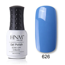 Load image into Gallery viewer, HNM 8ml Blue Red Pink Green Yellow Color Gel Nail Polish UV LED Lamp Semi Permanent Varnish Hybird Base Top Primer Manicure
