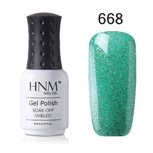 Load image into Gallery viewer, HNM 8ml New Green Yellow Color UV Gel Nail Polish Varnish Soak Off LED Lamp Hybird GelLak For Manicure Nail Art Stamping Lacquer