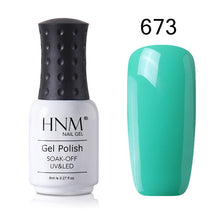 Load image into Gallery viewer, HNM 8ml New Green Yellow Color UV Gel Nail Polish Varnish Soak Off LED Lamp Hybird GelLak For Manicure Nail Art Stamping Lacquer