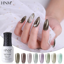 Load image into Gallery viewer, HNM New 8ml Glacier Black UV Gel Nail Polish Narl Art Hybrid Varnish Matt Top LED Lamp Semi Permanent Paint Lucky Lacquer Enamel