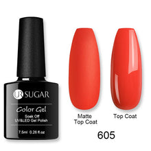 Load image into Gallery viewer, UR SUGAR Matte Top Coat Color UV Gel Nail Polish Red Pink Series Semi Permanent Soak Off UV Gel Varnish DIY Nail Art Gel Paint