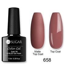Load image into Gallery viewer, UR SUGAR Matte Top Coat Color UV Gel Nail Polish Red Pink Series Semi Permanent Soak Off UV Gel Varnish DIY Nail Art Gel Paint