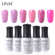 Load image into Gallery viewer, HNM 8ml Solid Pink Series Nail Polish Gelpolish Hybrid Varnish Semi Permanent Paint Gellak Lucky Lacquer Stamping 12 Colors