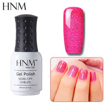 Load image into Gallery viewer, HNM 8ML Bling Glitter UV Nail Polish Lucky Lacquer Neon Semi Permanent Nail Varnish Stamping Enamel Paint Gellak Top Base Primer