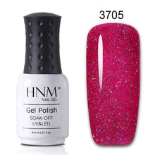 Load image into Gallery viewer, HNM 8ML Bling Glitter UV Nail Polish Lucky Lacquer Neon Semi Permanent Nail Varnish Stamping Enamel Paint Gellak Top Base Primer