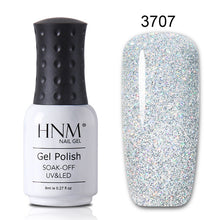 Load image into Gallery viewer, HNM 8ML Bling Glitter UV Nail Polish Lucky Lacquer Neon Semi Permanent Nail Varnish Stamping Enamel Paint Gellak Top Base Primer