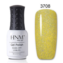 Load image into Gallery viewer, HNM 8ML Bling Glitter UV Nail Polish Lucky Lacquer Neon Semi Permanent Nail Varnish Stamping Enamel Paint Gellak Top Base Primer