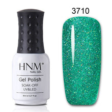 Load image into Gallery viewer, HNM 8ML Bling Glitter UV Nail Polish Lucky Lacquer Neon Semi Permanent Nail Varnish Stamping Enamel Paint Gellak Top Base Primer