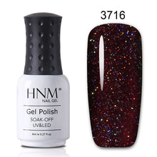 Load image into Gallery viewer, HNM 8ML Bling Glitter UV Nail Polish Lucky Lacquer Neon Semi Permanent Nail Varnish Stamping Enamel Paint Gellak Top Base Primer