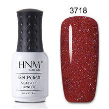 Load image into Gallery viewer, HNM 8ML Bling Glitter UV Nail Polish Lucky Lacquer Neon Semi Permanent Nail Varnish Stamping Enamel Paint Gellak Top Base Primer
