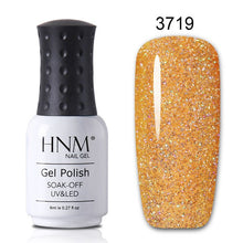 Load image into Gallery viewer, HNM 8ML Bling Glitter UV Nail Polish Lucky Lacquer Neon Semi Permanent Nail Varnish Stamping Enamel Paint Gellak Top Base Primer