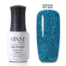 Load image into Gallery viewer, HNM 8ML Bling Glitter UV Nail Polish Lucky Lacquer Neon Semi Permanent Nail Varnish Stamping Enamel Paint Gellak Top Base Primer