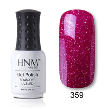 Load image into Gallery viewer, HNM Pure Color Blue Green Yellow Red UV Gel Nail Polish Need UV Lamp Base Top Varnish Soak Off Semi Permanent Gel Lacquer 8ml