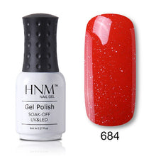 Load image into Gallery viewer, HNM Pure Color Blue Green Yellow Red UV Gel Nail Polish Need UV Lamp Base Top Varnish Soak Off Semi Permanent Gel Lacquer 8ml