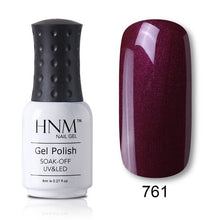 Load image into Gallery viewer, HNM Pure Color Blue Green Yellow Red UV Gel Nail Polish Need UV Lamp Base Top Varnish Soak Off Semi Permanent Gel Lacquer 8ml