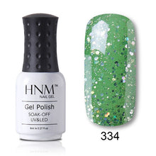 Load image into Gallery viewer, HNM Pure Color Blue Green Yellow Red UV Gel Nail Polish Need UV Lamp Base Top Varnish Soak Off Semi Permanent Gel Lacquer 8ml