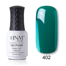 Load image into Gallery viewer, HNM Pure Color Blue Green Yellow Red UV Gel Nail Polish Need UV Lamp Base Top Varnish Soak Off Semi Permanent Gel Lacquer 8ml