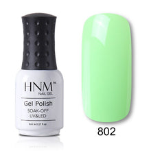 Load image into Gallery viewer, HNM Pure Color Blue Green Yellow Red UV Gel Nail Polish Need UV Lamp Base Top Varnish Soak Off Semi Permanent Gel Lacquer 8ml
