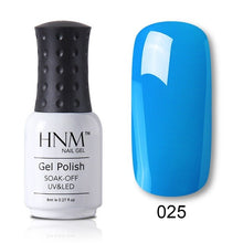 Load image into Gallery viewer, HNM Pure Color Blue Green Yellow Red UV Gel Nail Polish Need UV Lamp Base Top Varnish Soak Off Semi Permanent Gel Lacquer 8ml