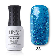 Load image into Gallery viewer, HNM Pure Color Blue Green Yellow Red UV Gel Nail Polish Need UV Lamp Base Top Varnish Soak Off Semi Permanent Gel Lacquer 8ml