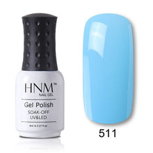 Load image into Gallery viewer, HNM Pure Color Blue Green Yellow Red UV Gel Nail Polish Need UV Lamp Base Top Varnish Soak Off Semi Permanent Gel Lacquer 8ml