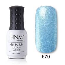 Load image into Gallery viewer, HNM Pure Color Blue Green Yellow Red UV Gel Nail Polish Need UV Lamp Base Top Varnish Soak Off Semi Permanent Gel Lacquer 8ml