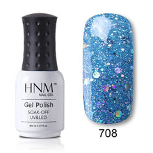Load image into Gallery viewer, HNM Pure Color Blue Green Yellow Red UV Gel Nail Polish Need UV Lamp Base Top Varnish Soak Off Semi Permanent Gel Lacquer 8ml
