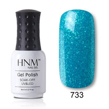 Load image into Gallery viewer, HNM Pure Color Blue Green Yellow Red UV Gel Nail Polish Need UV Lamp Base Top Varnish Soak Off Semi Permanent Gel Lacquer 8ml