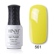 Load image into Gallery viewer, HNM Pure Color Blue Green Yellow Red UV Gel Nail Polish Need UV Lamp Base Top Varnish Soak Off Semi Permanent Gel Lacquer 8ml