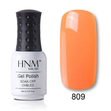 Load image into Gallery viewer, HNM Pure Color Blue Green Yellow Red UV Gel Nail Polish Need UV Lamp Base Top Varnish Soak Off Semi Permanent Gel Lacquer 8ml