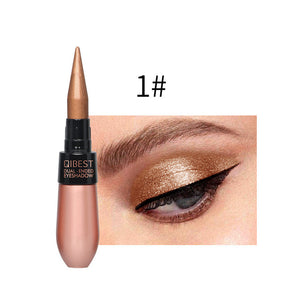 1 Pcs Double-end 2-in-1 Pearly Glimmer Waterproof Eyeshadow Black Eye Liner Pen Quick Dry Women Eye Beauty Makeup Cosmetic