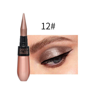 1 Pcs Double-end 2-in-1 Pearly Glimmer Waterproof Eyeshadow Black Eye Liner Pen Quick Dry Women Eye Beauty Makeup Cosmetic