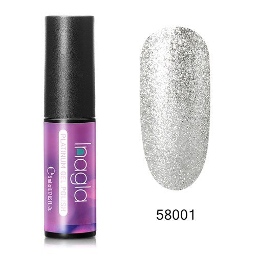 Inagla Platinum Bling Color Nails Gel Polish Paint Top Base Coat Needed Gel Nail Varnishes Semi Permanent Gellak