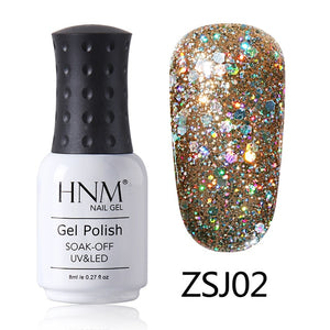 HNM 8ML Diamond UV LED Lamp Nail Gel Bling Glitter Paint Gellak Soak Off Semi Permanent Lucky Lacquer Enamel Gel Nail Polish Ink