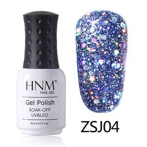 HNM 8ML Diamond UV LED Lamp Nail Gel Bling Glitter Paint Gellak Soak Off Semi Permanent Lucky Lacquer Enamel Gel Nail Polish Ink