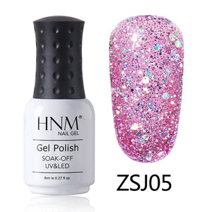 HNM 8ML Diamond UV LED Lamp Nail Gel Bling Glitter Paint Gellak Soak Off Semi Permanent Lucky Lacquer Enamel Gel Nail Polish Ink