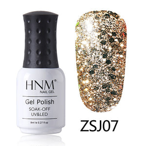 HNM 8ML Diamond UV LED Lamp Nail Gel Bling Glitter Paint Gellak Soak Off Semi Permanent Lucky Lacquer Enamel Gel Nail Polish Ink