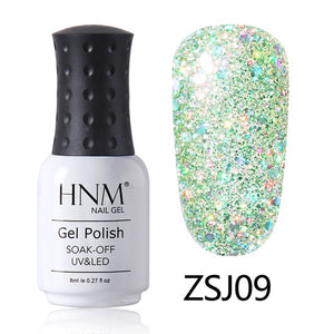 HNM 8ML Diamond UV LED Lamp Nail Gel Bling Glitter Paint Gellak Soak Off Semi Permanent Lucky Lacquer Enamel Gel Nail Polish Ink