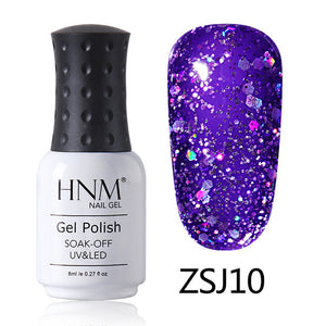 HNM 8ML Diamond UV LED Lamp Nail Gel Bling Glitter Paint Gellak Soak Off Semi Permanent Lucky Lacquer Enamel Gel Nail Polish Ink