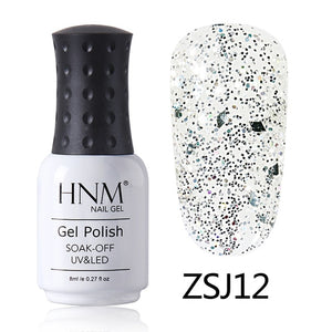 HNM 8ML Diamond UV LED Lamp Nail Gel Bling Glitter Paint Gellak Soak Off Semi Permanent Lucky Lacquer Enamel Gel Nail Polish Ink