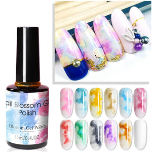 15ML Clear Color Blooming Nail Gel Polish UV Nail Art Glue Blossom Paint Gel Lacquer Hybird Organic Gel Varnish Manicure Tools