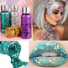 Load image into Gallery viewer, Festival Eye Glitter Sequin Powder Gold Eyes Nail Hair Body Face Shimmer Bling Eyes Makeup Pigment Make Up Blue Professional
