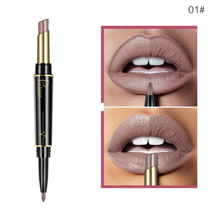 Pudaier Double Head Lipstick Lip Liner Pencils Makeup Waterproof Pigments Nude Color Nutritious With 3Pcs Guide Cards Gift TSLM2